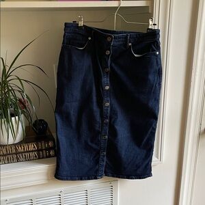 Banana Republic Dark Denim Blue Button-Front Pencil Skirt